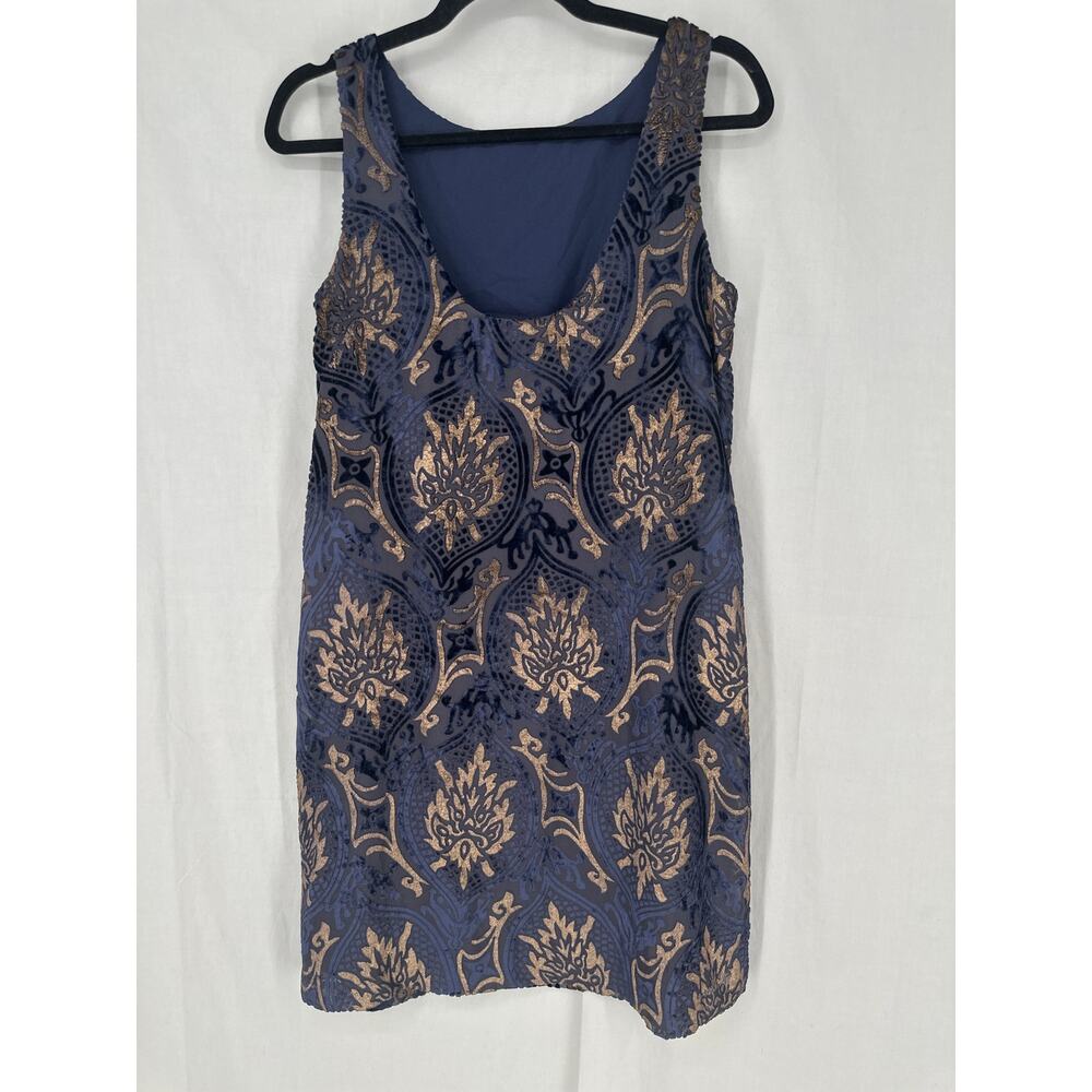 Loft Dress Womens Small Navy Blue Velvet Burnout Floral Mini Party Bohemian Boho - Picture 3 of 10